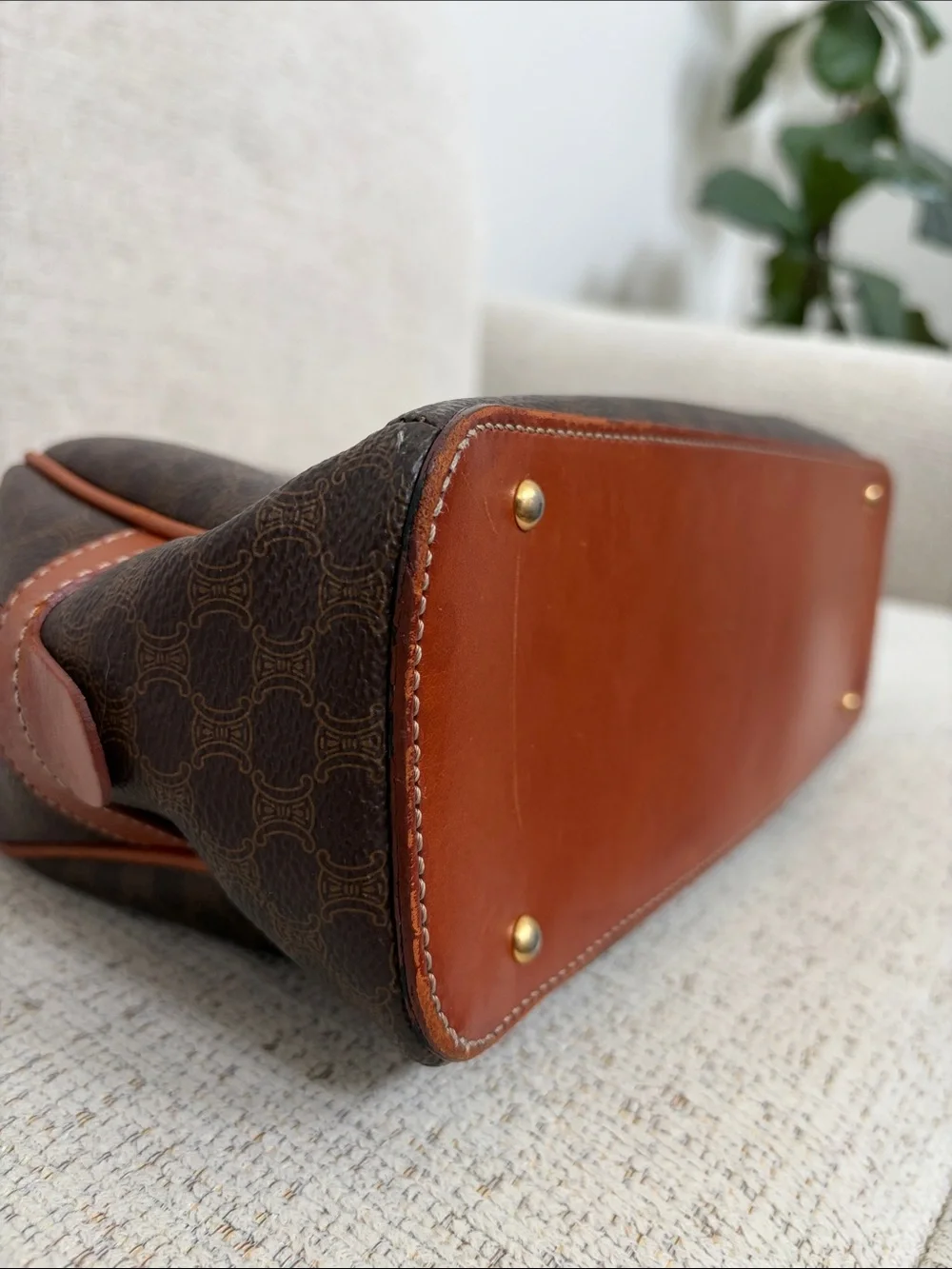 1994 Celine Triomphe Macadam Monogram Dome Satchel